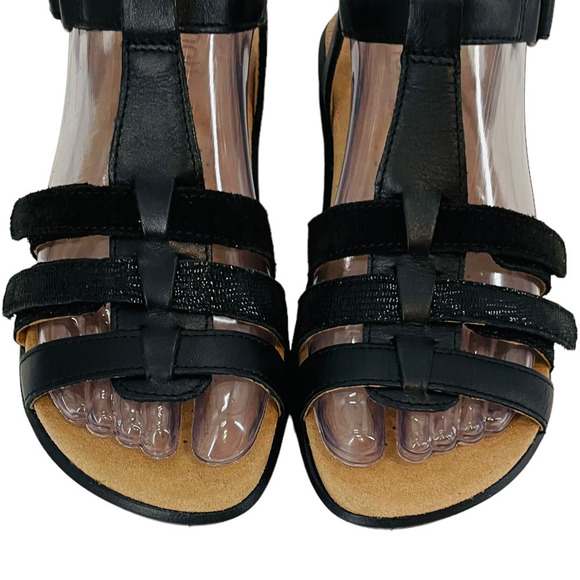 Hotter Women's Black Leather Flexible Gladiator Sol Sandals Size 5 - Picture 4 of 10